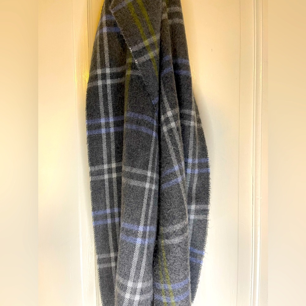 Cejon Plaid Scarf Made in Italy. Black/Blue/Yellow